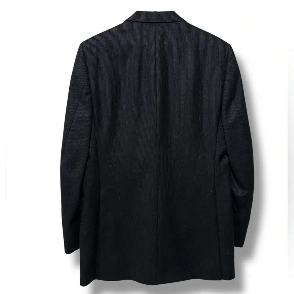 Givenchy Men's Vintage Wool Pinstripe Charcoal Grey Single Breasted Blazer